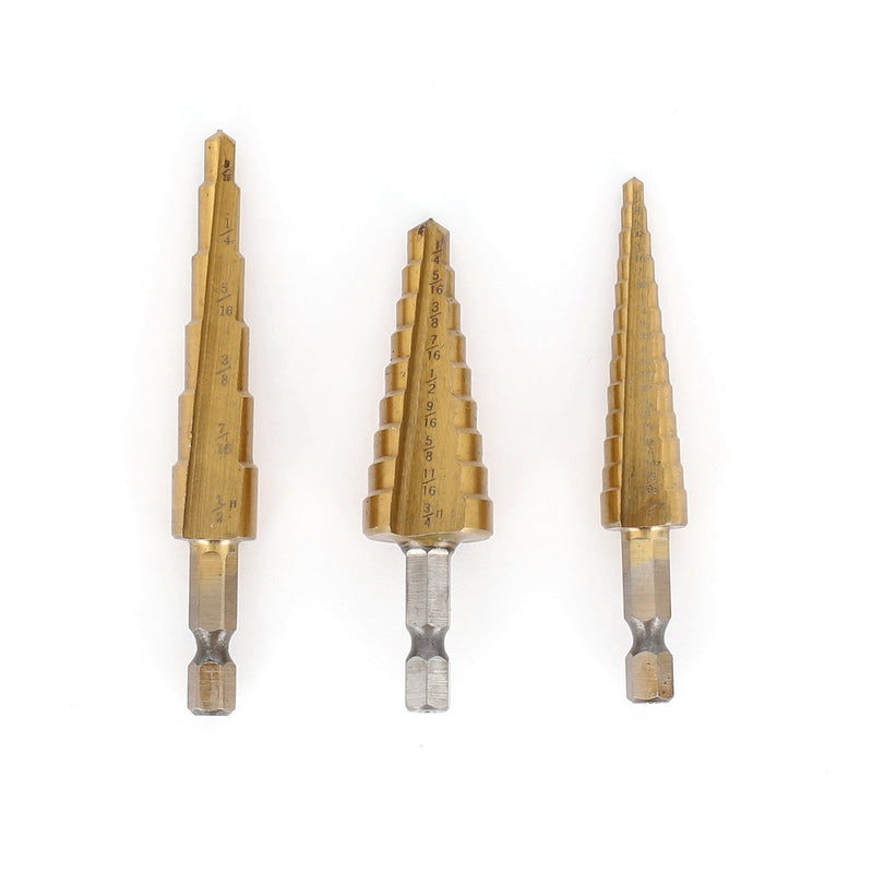 IIT PRO 3PC TITANIUM STEP DRILL BIT SET QUICK CHANGE