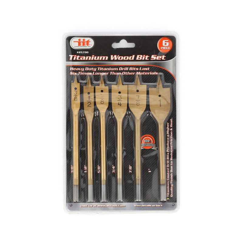 IIT 6pc TITANIUM WOOD SPADE BIT