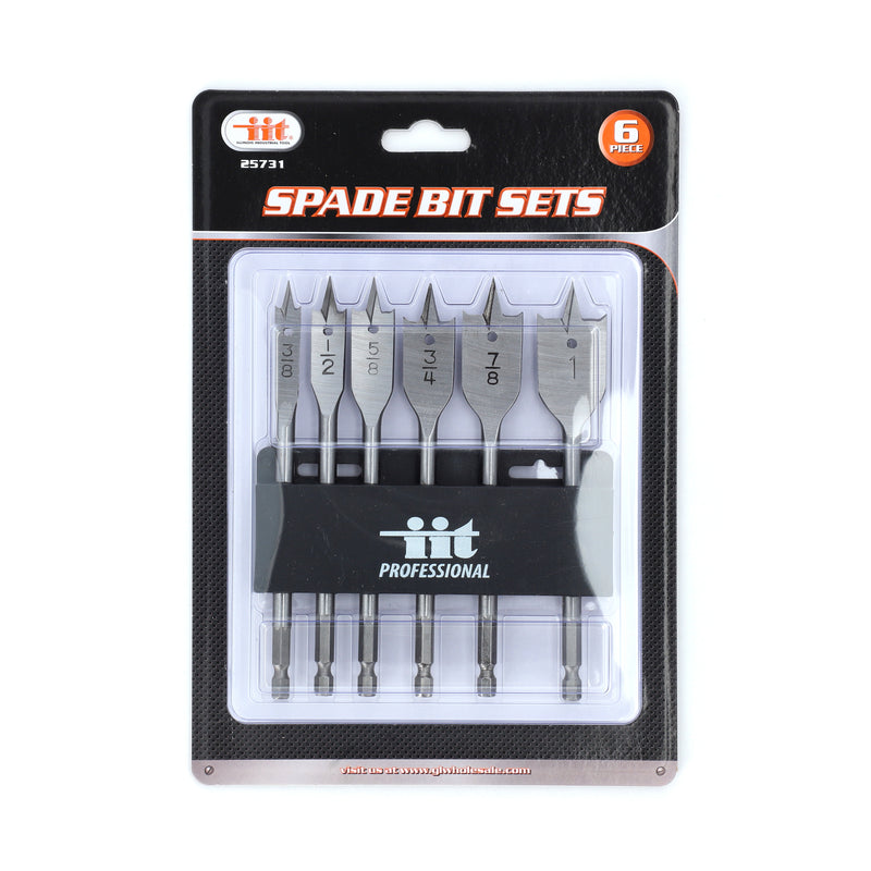 IIT 6PC QUICK CHANGE SPADE BIT SET WITH RACK