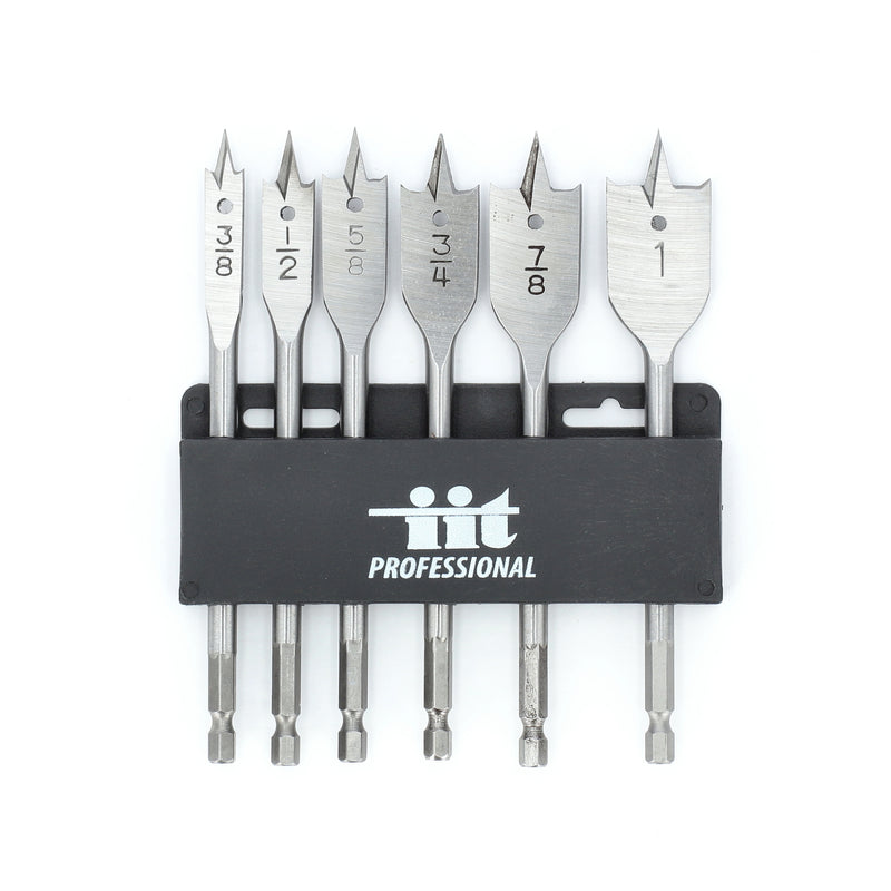 IIT 6PC QUICK CHANGE SPADE BIT SET WITH RACK