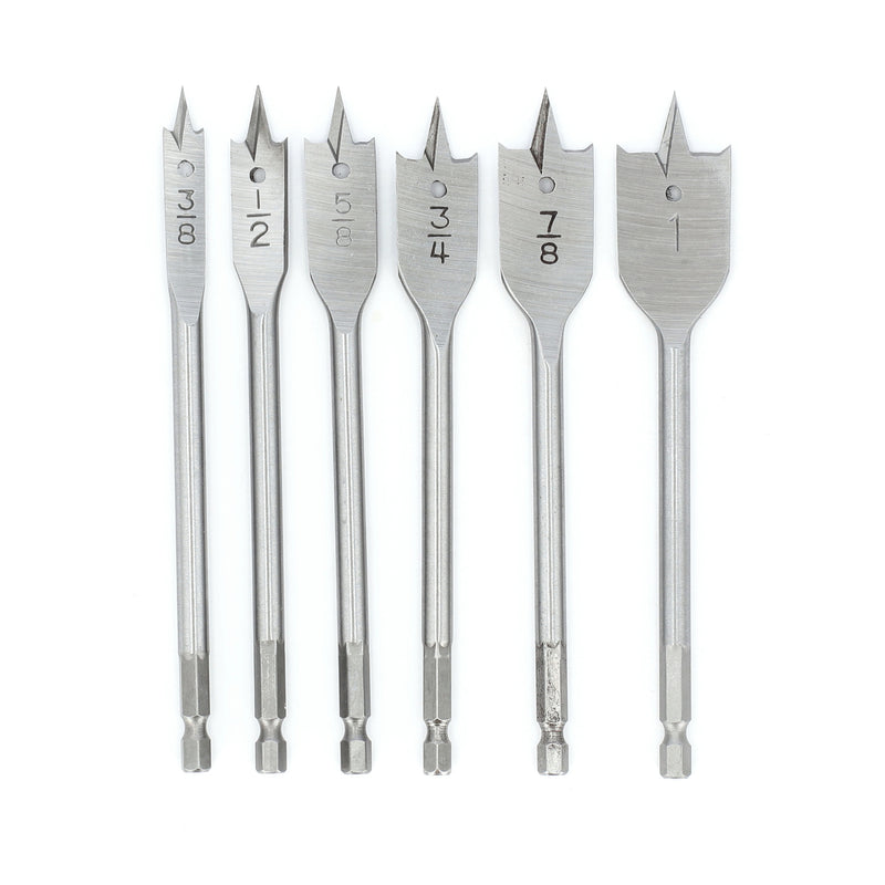 IIT 6PC QUICK CHANGE SPADE BIT SET WITH RACK