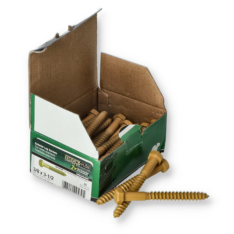 DECK PLUS 25PC EXTERIOR LAG SCREW TAN 3/8x3-1/2''