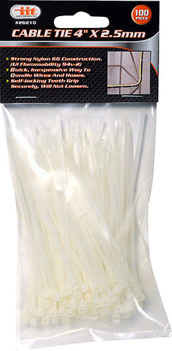 IIT 100pc 4'' WHITE NYLON CABLE TIES