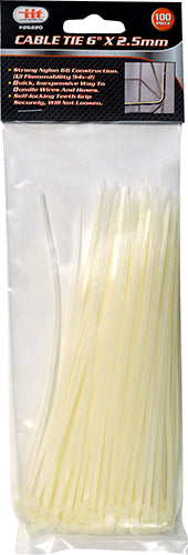 IIT 100pc 6'' WHITE NYLON CABLE TIES