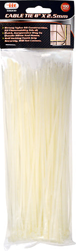 26230-IIT 100pc 8'' WHITE NYLON CABLE TIES