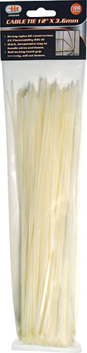 IIT 100pc 12'' WHITE NYLON CABLE TIES
