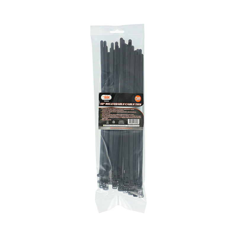 IIT 50PC 12'' x7.6MM RELEASABLE CABLE TIES
