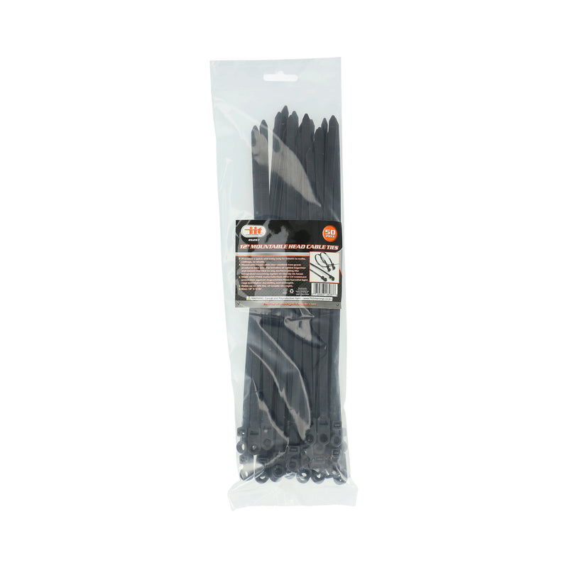 IIT 50PC 12'x7.6MM MOUNTABLE HEAD CABLE TIE