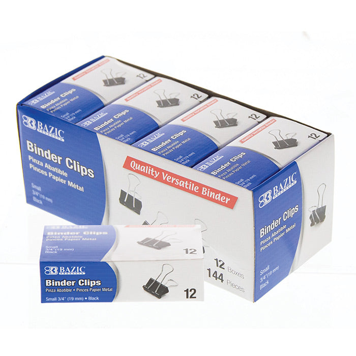 12pk 3/4'' MINI BINDER CLIPS BLACK -NO ONLINE SALES