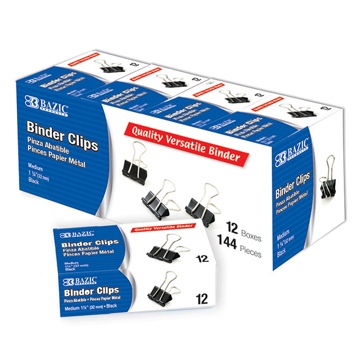 12ct 1.25'' BINDER CLIPS BLACK -NO ONLINE SALES