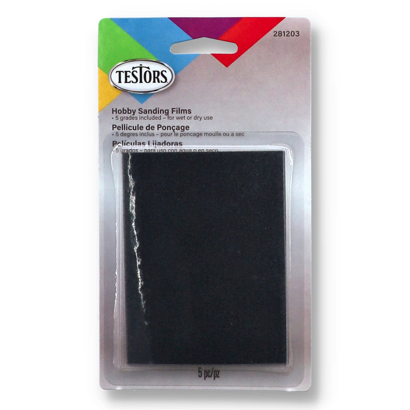 TESTORS 5PC HOBBY SANDING FILM SHEETS WET OR DRY