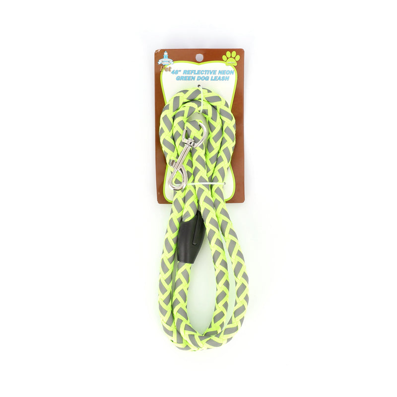 GLS 48'' REFLECTIVE NEON GREEN DOG LEASH