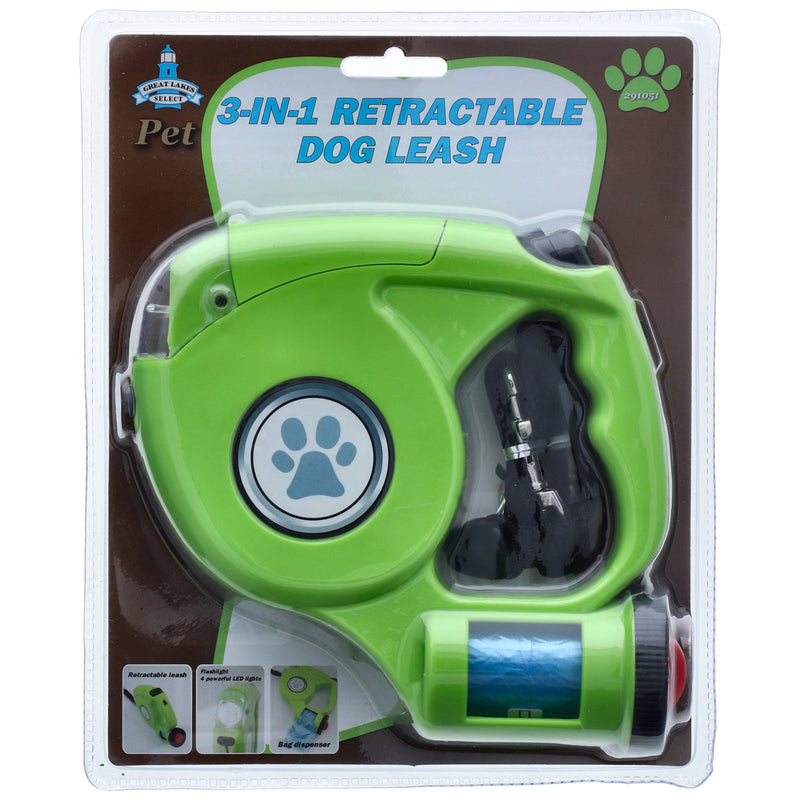 3 in1 RETRACTABLE LED PET LEASH & BAG DISPENSER
