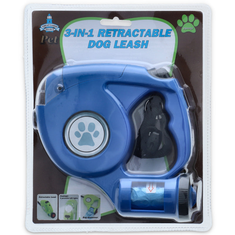 3 in1 RETRACTABLE LED PET LEASH & BAG DISPENSER