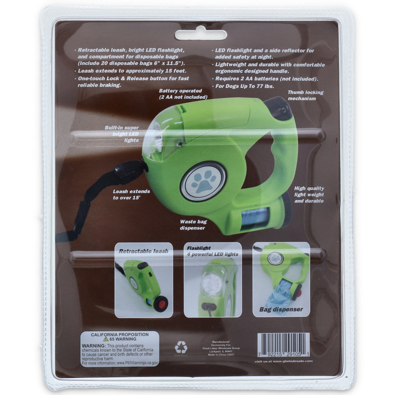 3 in1 RETRACTABLE LED PET LEASH & BAG DISPENSER