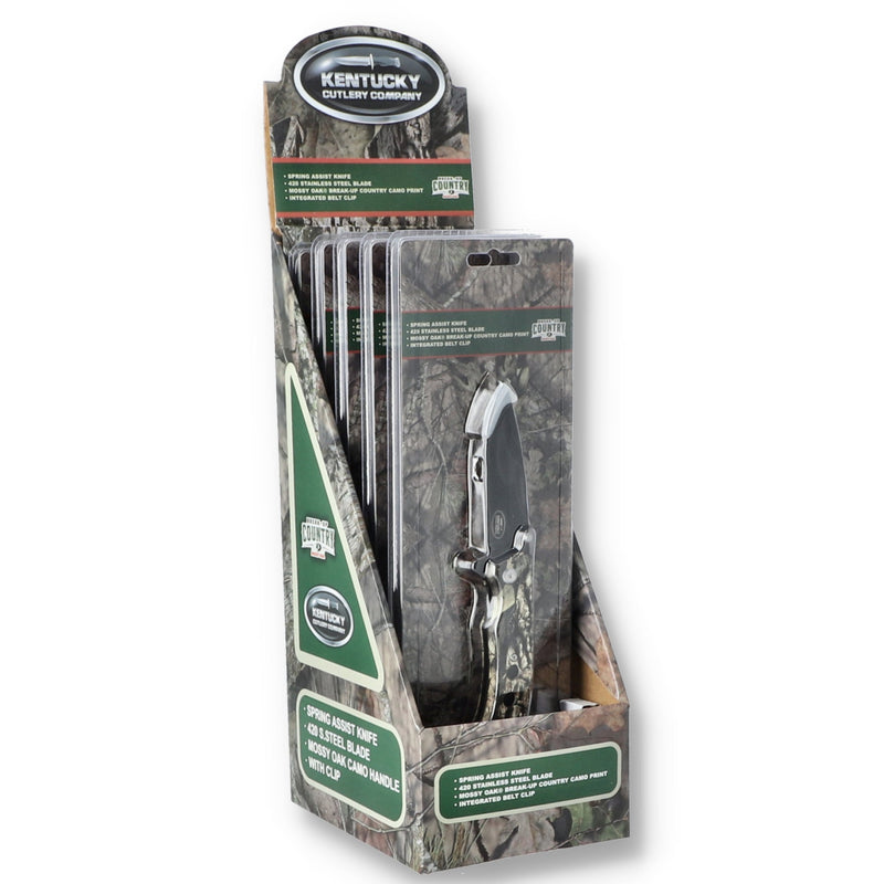 KENTUCKY CUTLERY 4'' SPRING ASSIST MOSSY OAK CAMO FOLDING KNIFE 440 STAINLESS