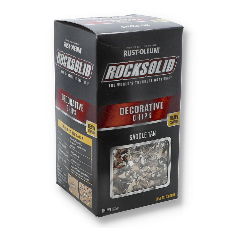 RUSTOLUEM 2.5LB TAN ROCKSOLID DECORATIVE CHIPS COVERS 23 SQUARE METERS