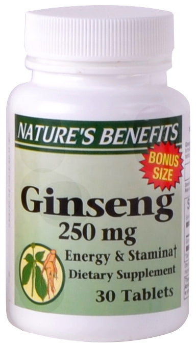 NATURES BENEFIT 30CT GINSENG 250mg TABLETS