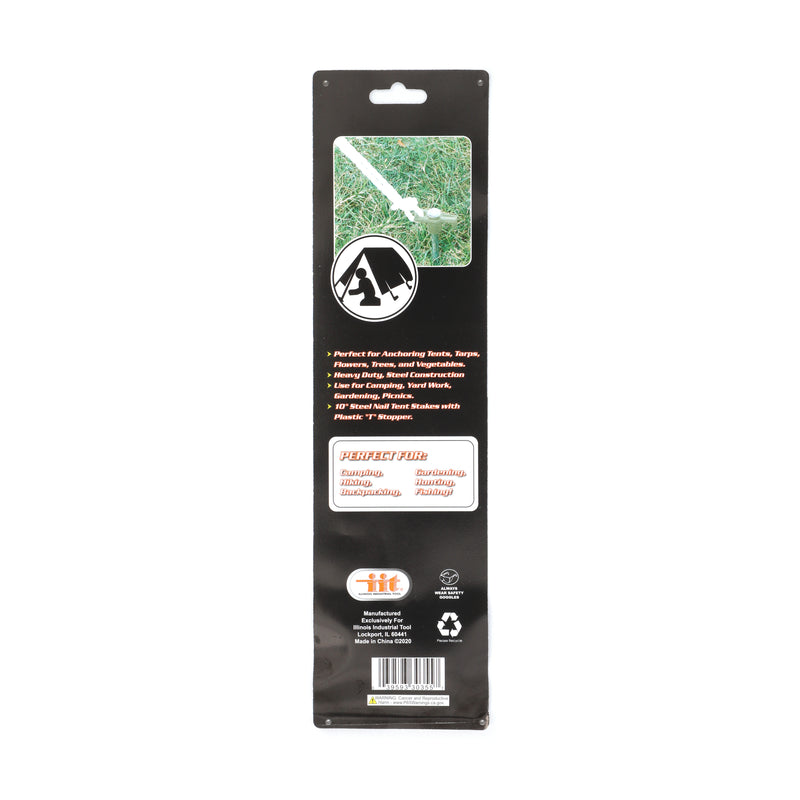 IIT 4pc 8mm x10'' STEEL TENT STAKE