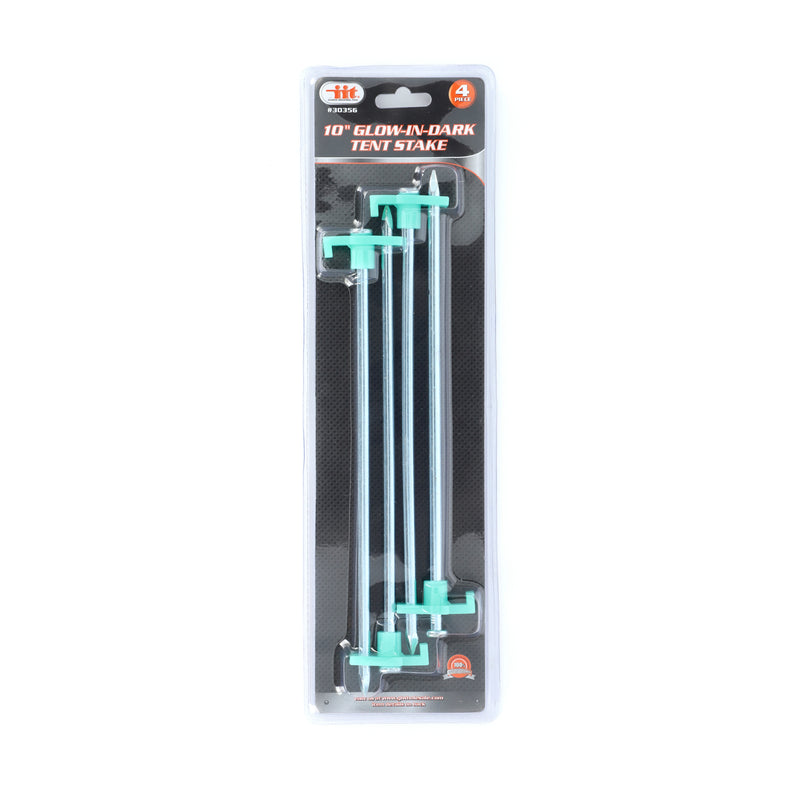 IIT 4pc 10'' GLOW-IN-DARK TENT STAKE