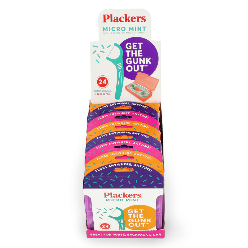 PLACKERS 24CT MICRO MINT TOOTH DENTAL FLOSSERS 2 ON THE GO PACKS