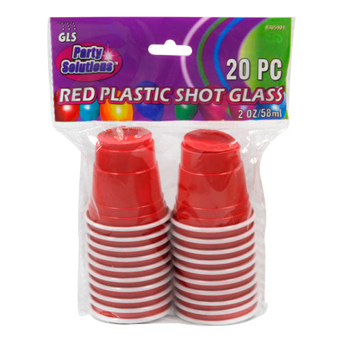 20pc 2oz RED PLASTIC SHOT GLASSES