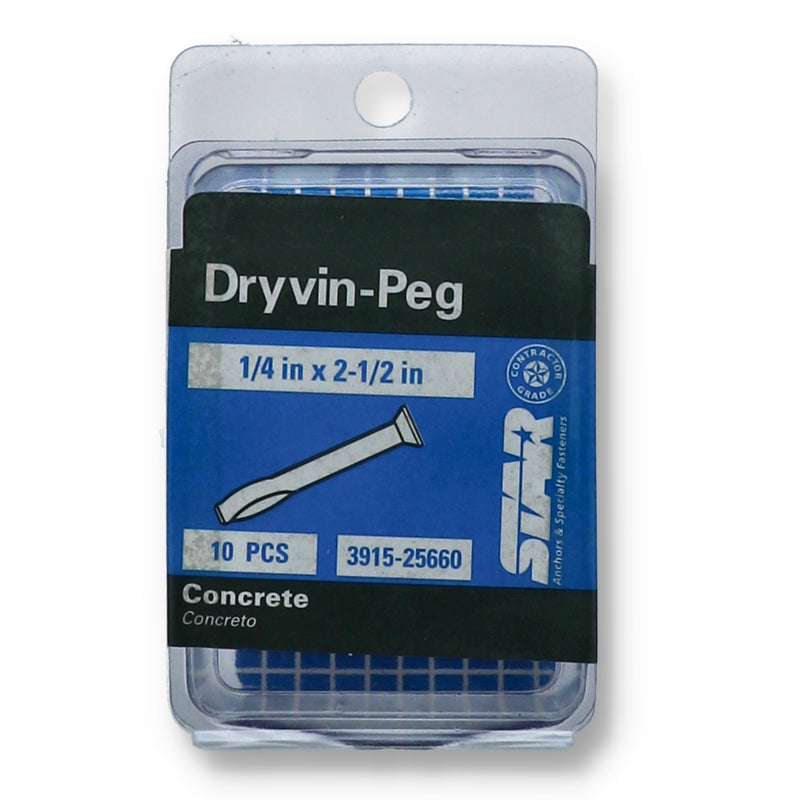 10PC CONCRETE DRYVIN PEG ANCHORS 1/4''x2-1/2'' F