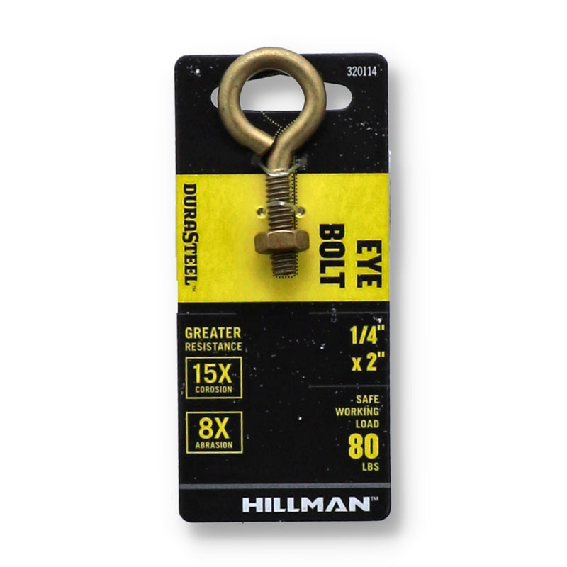 DURASTEEL GOLD EYE BOLT 1/4x2'' 80LB SWL