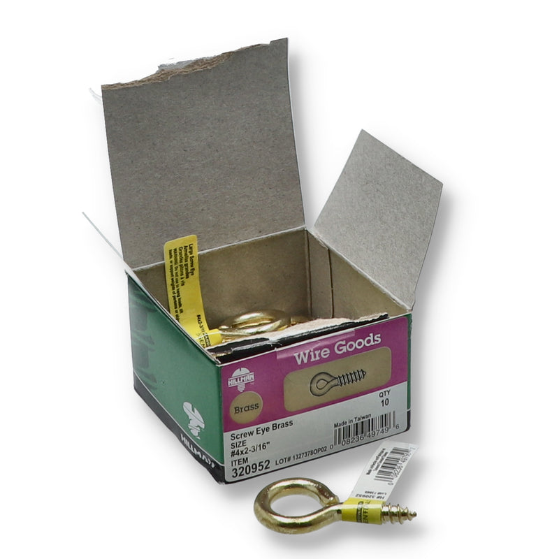 BRASS SCREW EYE #2 x 2-3/16'' BULK