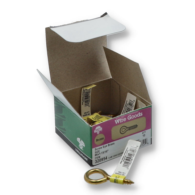 BRASS SCREW EYE #6 x 1-15/16'' BULK + UPC