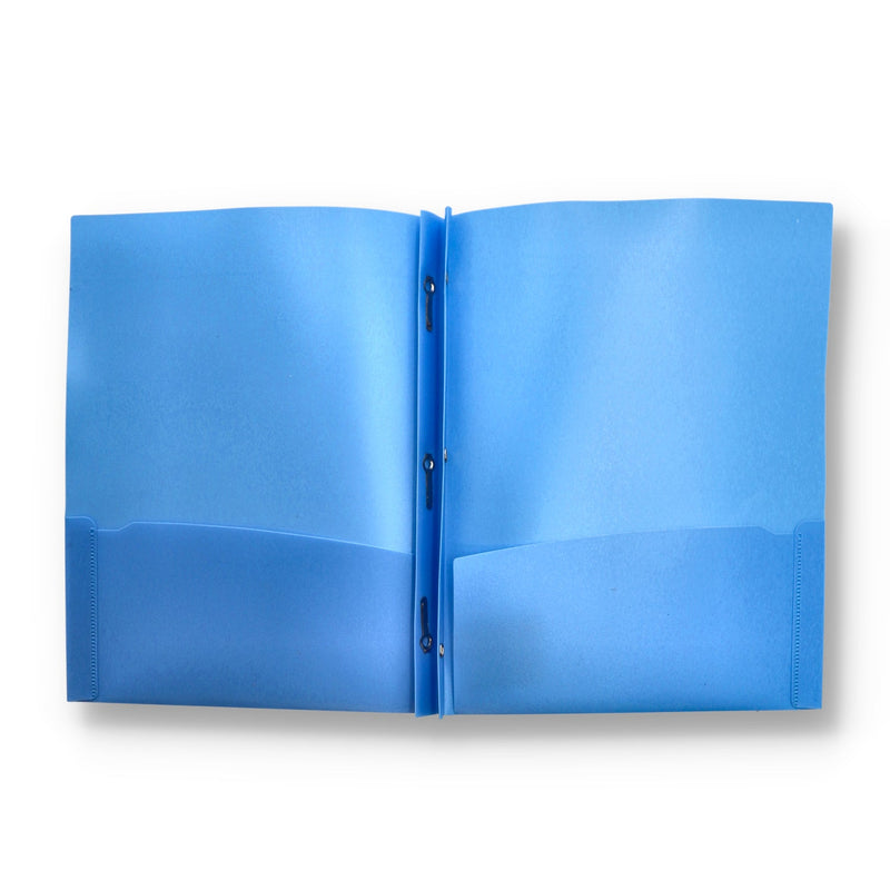 2 POCKET BLUE POLY PORTFOLIO FOLDER WITH PRONGS