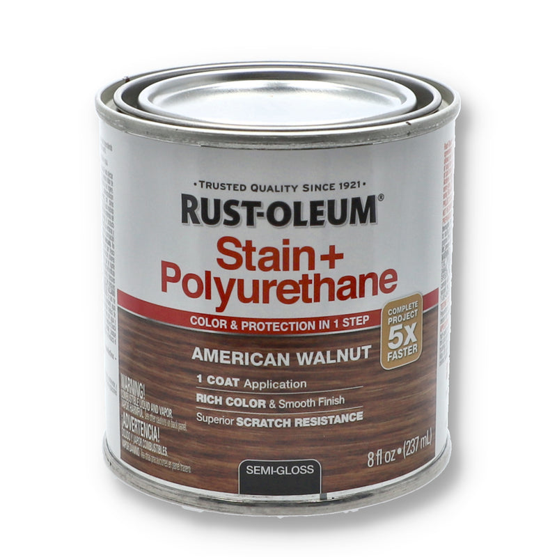 RUSTOLEUM 8OZ AMERICAN WALNUT SEMI-GLOSS STAIN & POLYURETHANE IN ONE