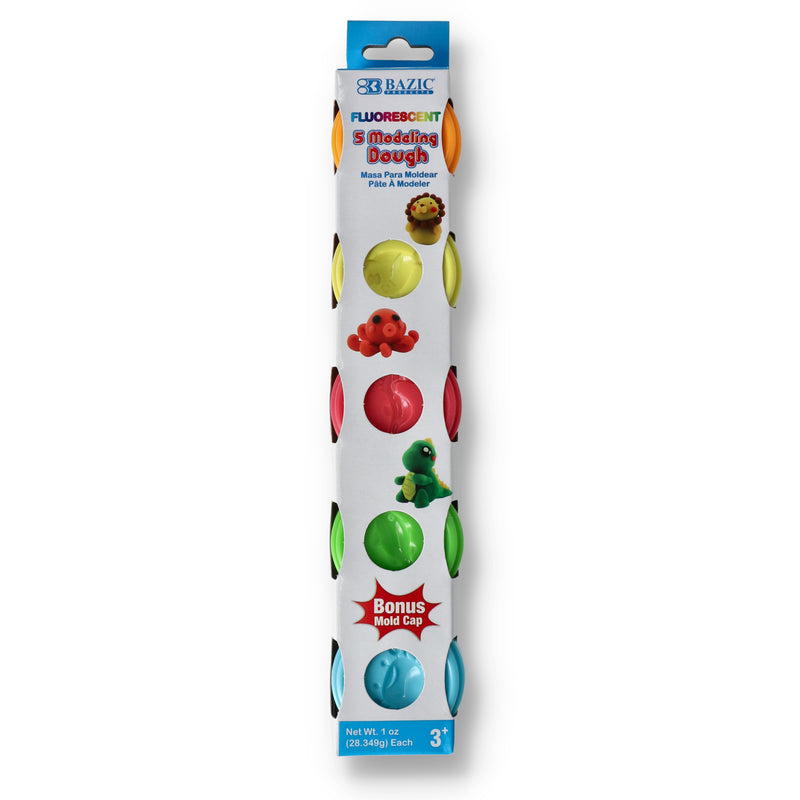 BAZIC 5PK 1OZ MODELING DOUGH FLOURESCENT COLORS -NO ONLINE SALES