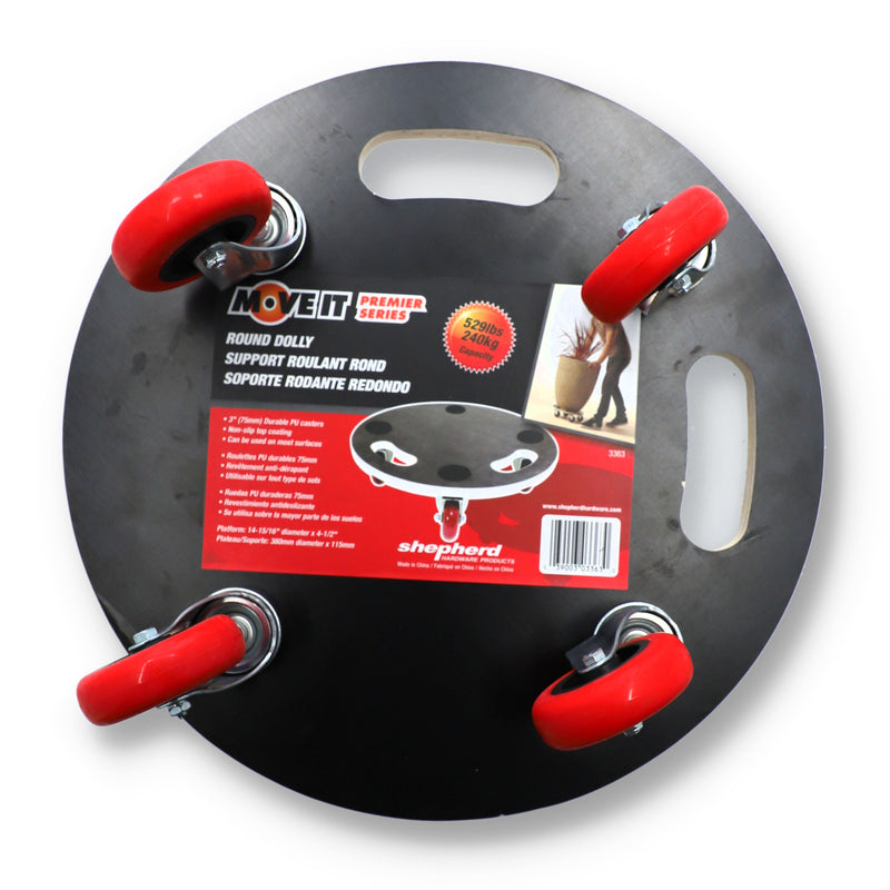 15'' ROUND PLYWOOD DOLLY w/3'' SWIVEL CASTERS