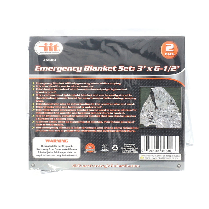 IIT 2pk EMERGENCY BLANKET 3' x6.5'