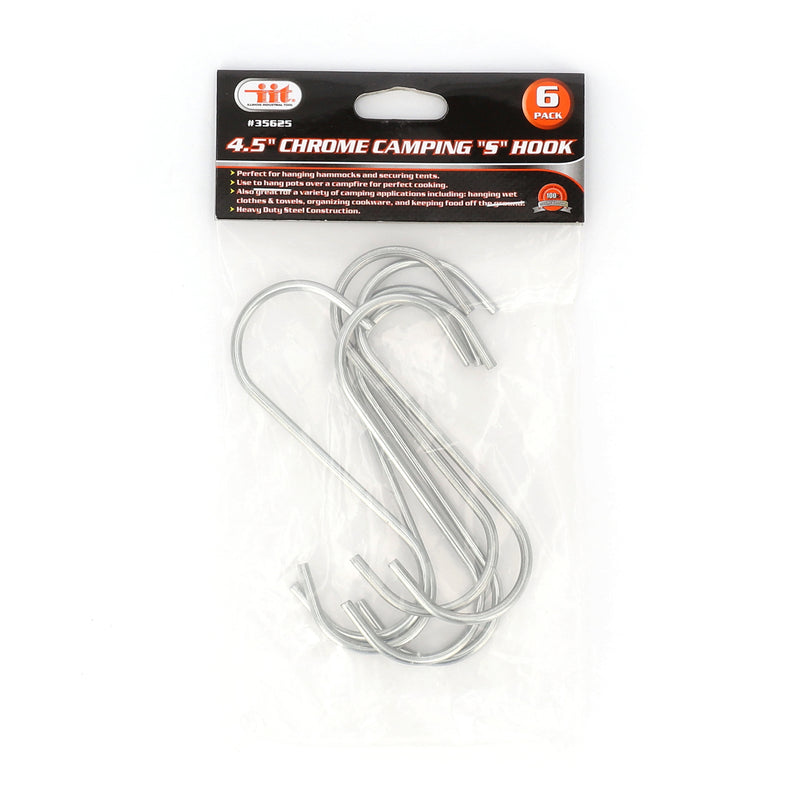 IIT 6pk 4.5'' CHROME CAMPING S HOOKS