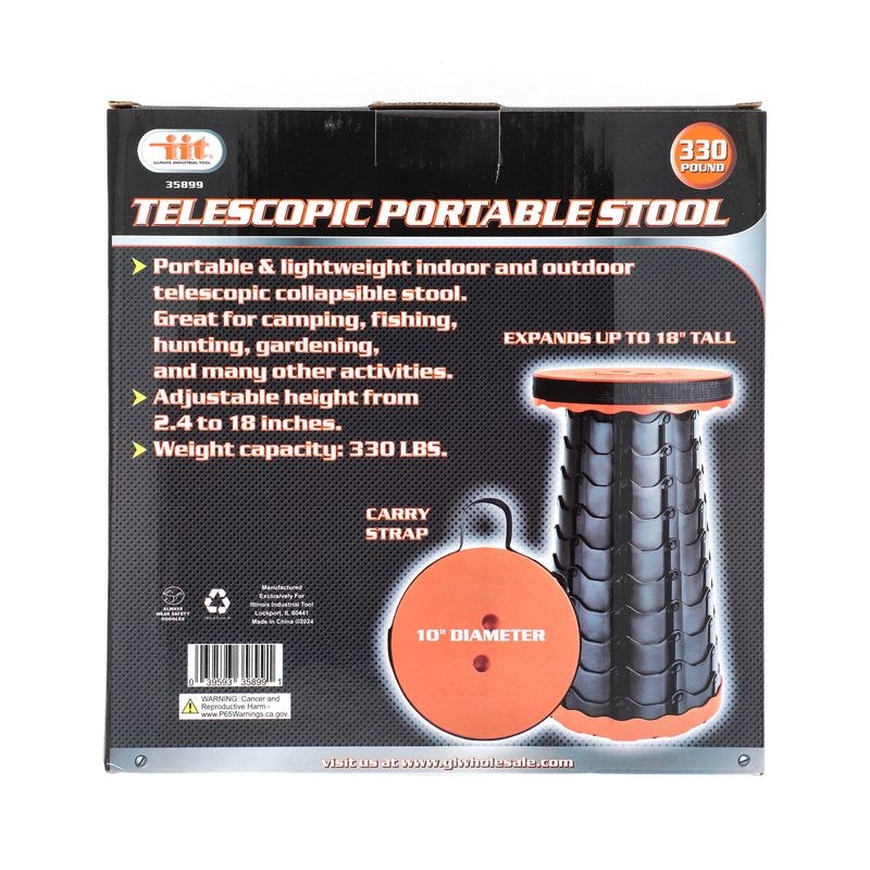 IIT TELESCOPIC CAMPING STOOL 330LB CAPACITY 2.5-18''