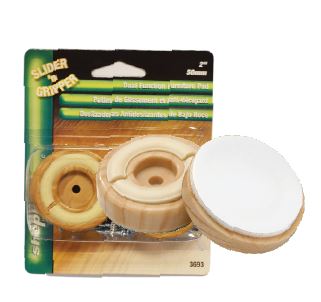 SHEPHERD 4PK 2'' DUAL FUNCTION FURNITURE PADS WITH SCREWS WOODGRAIN