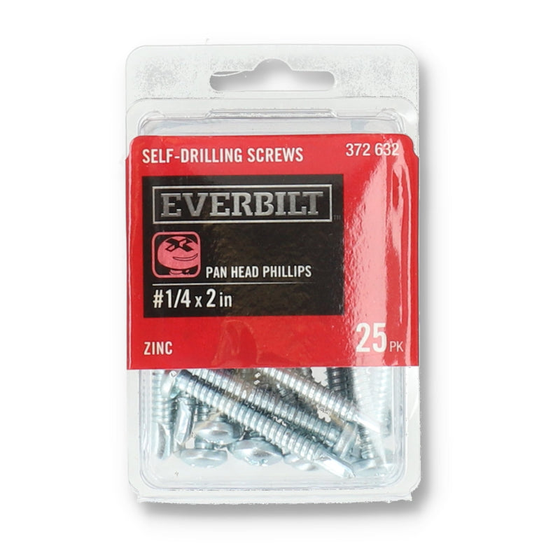 EVERBILT 25PC SELF DRILLING SCREWS 1/4x2''