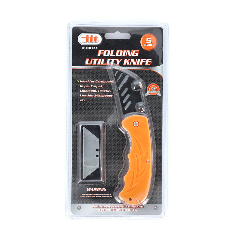 IIT FOLDING UTILITY KNIFE +5 BLADES PLASTIC BODY