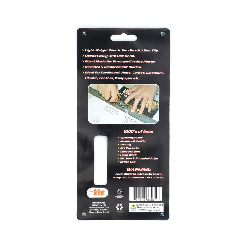 IIT FOLDING UTILITY KNIFE +5 BLADES PLASTIC BODY