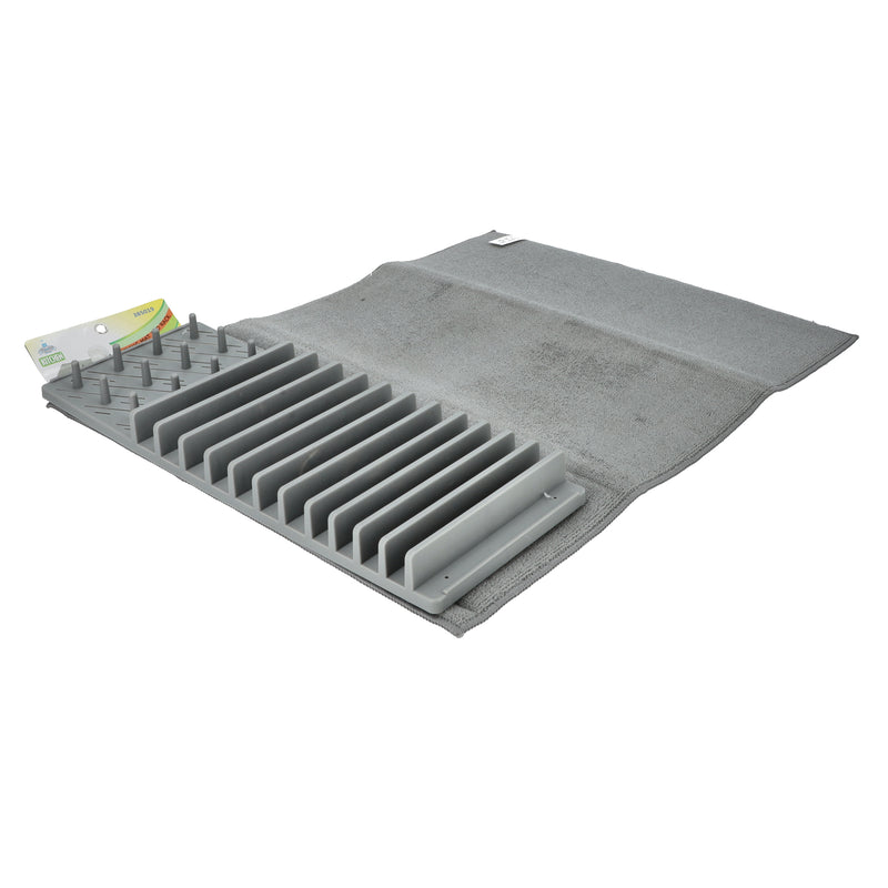 DISH DRYING RACK & 24x18'' MICROFIBER MATT