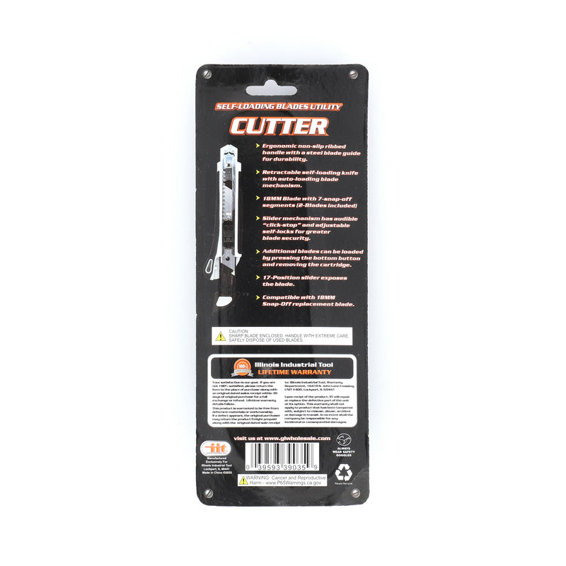 IIT 18MM SELF LOADING UTILITY KNIFE WITH 2 BLADES