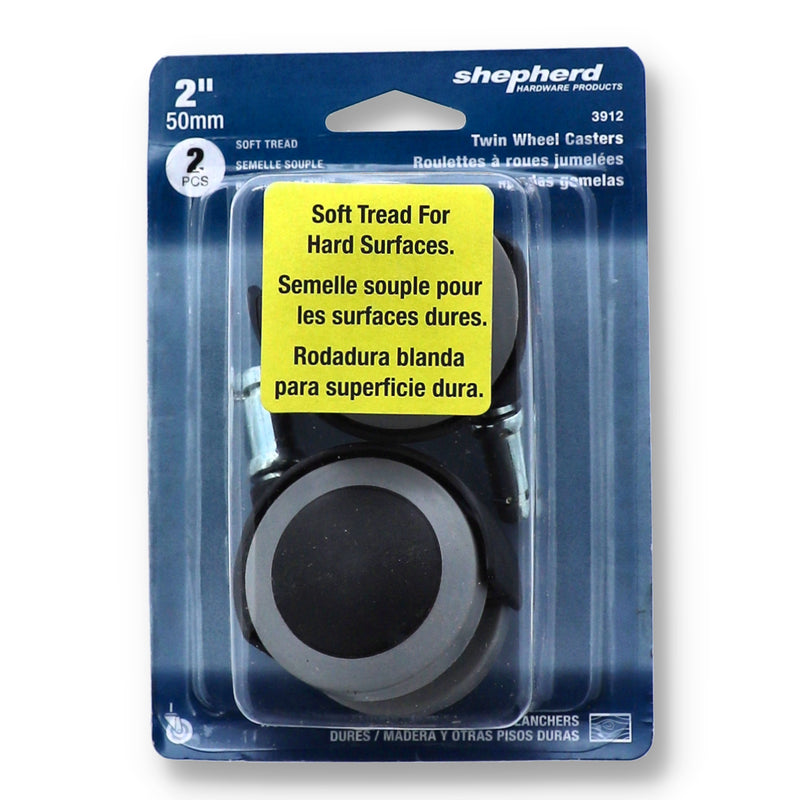 2PC 2'' TWIN WHEEL FURNITURE CASTERS SOFT TREAD