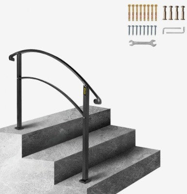 VEVOR BLACK IRON HANDRAILS FOR 1-3 OUTDOOR STEPS