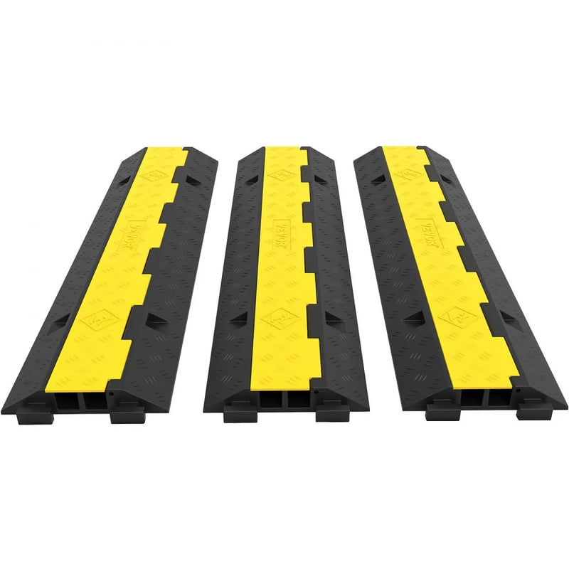 VEVOR 3PK 2 CABLE RUBBER ELECTRICAL WIRE COVER RAMP Cord Protector Ramp 11000 lbs