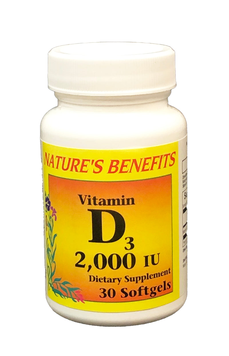 NATURES BENEFIT 30ct VITAMIN D3 2000mg SOFT GELS