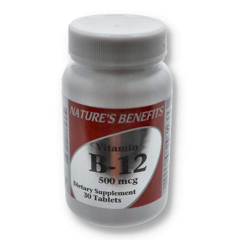 NATURES BENEFITS 30CT 500MG B-12 CAPLETS