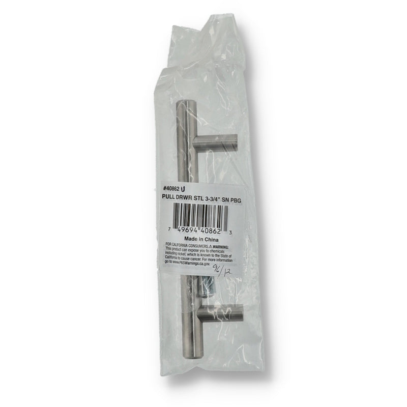 6'' DRAWER PULL & SCREWS SATIN NICKEL POLYBAG + UPC