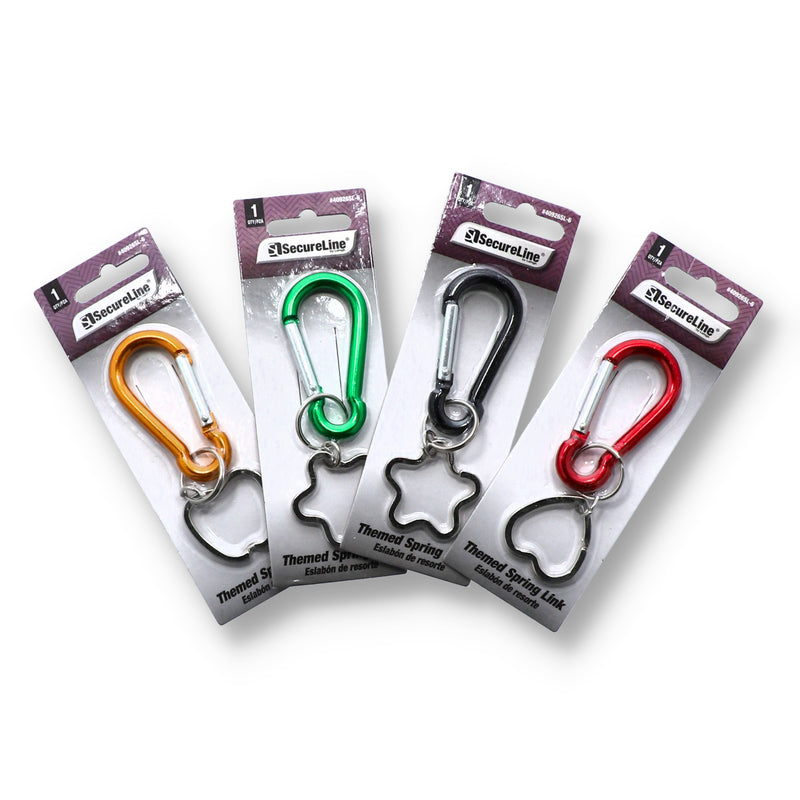 SPRING SNAP LINK ASST'D COLORS & SHAPES KEYCHAINS